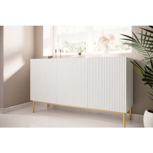 Komoda Nicole 150 cm - biały mat / złote nóżki